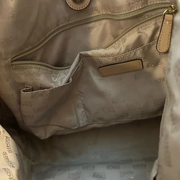 Michael Kors Beige Monogram Tote Bag - Picture 3 of 3